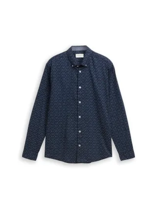 Tom Tailor - Regular Fit Hemd mit Print blue diamond design - Gr. - M