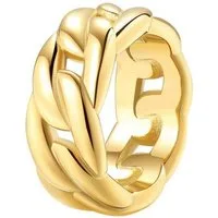 Hey Happiness Fingerring Geo Panzer Ring, Edelstahl Vergoldet 18K, Damenring Großgliedrig, wasserfest