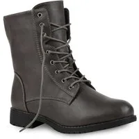 VAN HILL 812022 Schnürstiefelette Damen Schnürstiefeletten Profil Sohle Stiefeletten Leder-Optik
