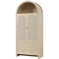 Merax Sideboard im Vintage-Rattan-Stil, Bogenförmiger Schrank (1 St., 80 L x 40 B x 180 H), Kommode mit 2 Türen, 2 Schubladen und Stauraum, Aufbewahrungsmöbel