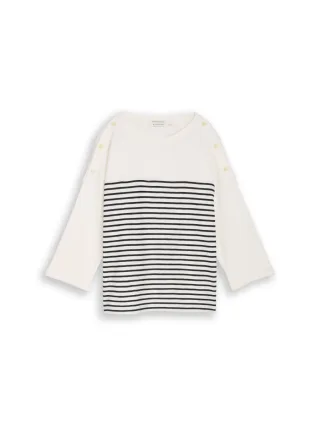 Tom Tailor - Sweatshirt mit Knöpfen an den Schultern und Streifen weiß - Gr. - XS