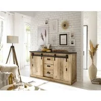 Home affaire Sideboard SHERWOOD, Holz Dekor, mit Scheunentorbeschlag und Apothekergriffen, Breite 161cm