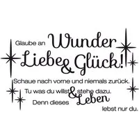 K&L Wall Art Wandtattoo Liebe und Glück Leuchtbild Spruch 60x35cm selbstklebend, Kinderzimmer Leuchtsticker schwarz