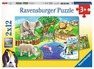 Ravensburger Kinderpuzzle 07602 - Tiere im Zoo [2x 12 Teile]