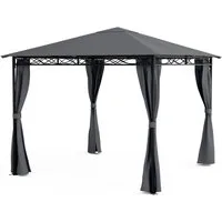 blumfeldt Pavillon Mondo 3x3 Pavillon 3x3 m Stahlrahmen wetterfest 4 Seitenwände, (Set), Pergola Terrassenüberdachung Grillpavillon Gartenpavillon Sonnenschutz