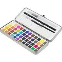 ECD Germany Kreativset Kunst- und Zeichenset Malkoffer für Kinder und Erwachsene, (49-tlg), Aquarellfarben Set 48 Farben, Pinsel, Bleistift 2B, Aquarellstift