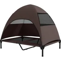 MC Star Hundebett Hundeliege Outdoor mit Dach, Erhöhtes Hundebett für Große Hunde, 106 x 76 x 99 cm, Kaffee