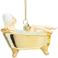 SIKORA Weihnachtsbaumkugel Badewannen Girl besondere Weihnachtskugel Glas Anhänger – BS050, Christbaumschmuck Deko - traditionell, witzig & außergewöhnlich