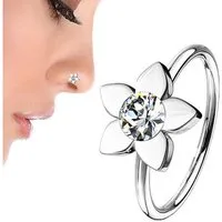 Taffstyle Nasenpiercing Universal Ohr Nasen Piercing Biegbar Blume mit Kristall (Biegbares Blumenpiercing mit funkelndem Kristall – vielseitig tragbar)
