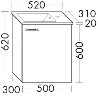 Burgbad Keramik-Waschtisch+Waschtischunterschrank System 30 Preisgruppe 2 Echo Weiß SHMP052R461C0001