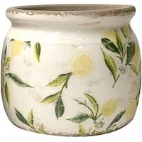Clayre & Eef Dekovase Clayre & Eef Innenblumentopf Gelb Grün mit Zitronenmotiv