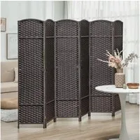 HOMCOM Paravent 240 x 170 cm Raumteiler (Sichtschutz, 6 St., Faltbar Trennwand aus Bambus), Raumtrenner Stellwand für Wohnzimmer Braun