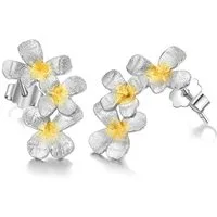 Runde Perlé Paar Ohrstecker zarte Blüten Blumen Ohrstecker, handgefertigte Ohrringe, 925er Silber, 18K Gold