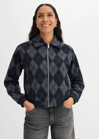 bonprix Blouson in Wolloptik, grau, Gr.36, modischer Blouson in Wolloptik mit Reißverschluss vorne