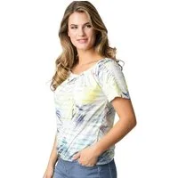 LeComte Blusenshirt 42-625366-003, im sommerlichen Druck mit Gummizug im Bund elastischer Saum