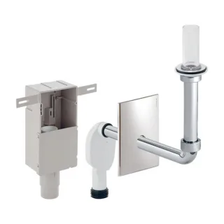 Geberit UP-Geruchsverschluss 151122211 d= 50/56mm, mit Wandeinbaukasten und Fertigbauset, horizontal, hochglanz-verchromt