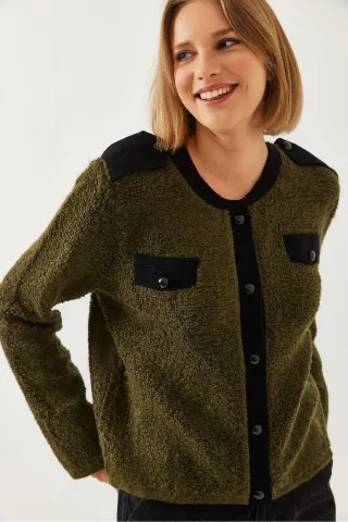 Rippstrick-Cardigan mit Knopfschluss und Taschen