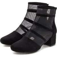LASCANA Ankle Boots, Stiefel, Stiefelette mit modischen Mesh-Einsätzen und Blockabsatz VEGAN
