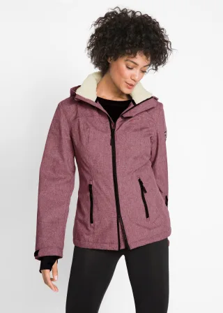 bonprix wasserdichte Outdoor-Funktions-Jacke mit Teddyfleece, rot, Gr.42, Attraktive Regenjacke mit Reißverschlusstaschen, aus Fleece