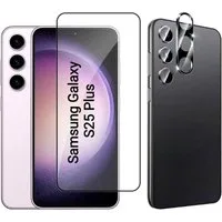 CLM-Tech Displayschutzglas 1X Schutzfolie für Samsung Galaxy S25 PLUS Panzerfolie 1X Kameraschutz für Samsung Galaxy S25+ 6,7 Zoll, 2er Set Kameraglas Panzerglas Displayschutz 9H Glas Folie, 2 Stück, Unterstützt Fingerabdruck-ID