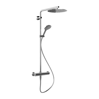 LAUFEN Thermostatisches Duschsystem Twinplus wasserführende Stange Brausenhalter Kopfbrause ø 300 mm HF905457100600