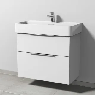 Sanipa 3way Waschtischunterbau zu Laufen VAL Waschtisch mit 2 Auszügen, Weiß-Soft UM82343