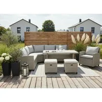 KONIFERA Gartenlounge-Set Keros Premium XL, (Set, 20-tlg., 2x 2er Sofa, 1x Ecke, 1x Sessel, 2x Hocker, 1x Tisch), bestehend aus 3 Sofas, 1 Sessel, 2 Hocker, 14 Sitzauflagen, 1 Tisch
