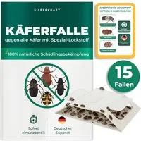 Silberkraft Insektenfalle Käferfalle gegen diverse Käfer mit Spezial-Lockstoff Langzeitschutz, Biozidfrei & Geruchslos Extrastarke klebefläche Gezielte Anlockung