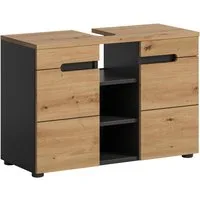 welltime Waschbeckenunterschrank REHAT, Breite 63 cm, 2 Türen, Einlegeboden, mit Siphonausschnitt Soft-Close-Funktion, eingefasste Griffaussparung in der Front