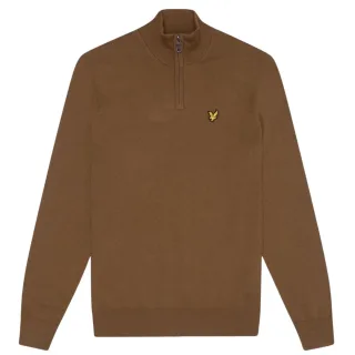 Lyle & Scott Plain Branded Cotton Merino Quarter Zip Wild Nettle Pullover