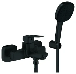 Grohe EH-Wannenbatterie Cubeo 101814 Wandmontage mit Brausegrt. matt black, 1018142430 1018142430