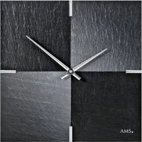 AMS Wanduhr W9520 (Made in Germany,Schiefer,Wohnzimmer,Esszimmer,Küche,Arbeitszimmer)