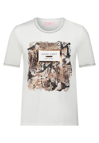 so cosy - T-Shirt mit Animal-Print und Rundhalsausschnitt weiß - Gr. - 44
