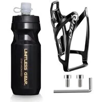 LuxusKollektion Fahrrad-Flaschenhalter Fahrrad Flaschenhalter mit 21 Oz Fahrradflasche Schwarz Gold