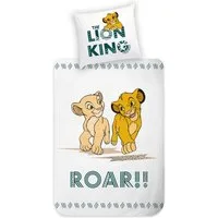 MTOnlinehandel Kinderbettwäsche König der Löwen 135x200 + 80x80 cm, 100 % Baumwolle, Renforcé, 2 teilig, Wende-Motiv für Kinder • Simba & Nala • Lion King