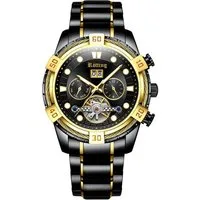 Rötting Design Automatikuhr Herrenuhr Datum Wochentag Monat schwarzes Design, Armbandumfang 18 bis 24 cm wählbar