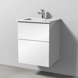 Sanipa 3way Keramik-Set Venticello Keramik-Waschtisch und Unterbau mit 2 Auszügen, Weiß-Glanz SF32078