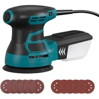 DOVAMAN Exzenterschleifer 125 mm, 350W, 6 variable Geschwindigkeit, 12 Schleifscheiben, max. 13000 U/min, mit Kabel, Ergonomischer Griff