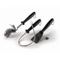 3-teiliges Gasgrill-Reinigungset, Grill-Reinigungsbürste schwarz