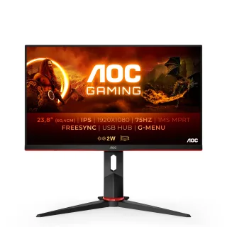AOC 24G2U5/BK 238" 1.920x1.080 IPS 75Hz VGA 2x HDMI DisplayPort 1ms Reaktionszeit] schwarz/rot