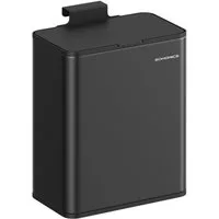 SONGMICS Mülleimer hängend, 8 L, Stahl-Abfalleimer, für Unterschrank Badezimmer, mit Deckel für Biomüll, Haken, an der Schranktür oder Wand, schwarz