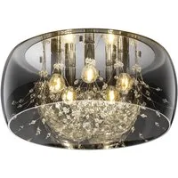 TRIO Leuchten LED Deckenleuchte, Dimmfunktion, LED wechselbar, Warmweiß, groß-e Lampenschirm Rauchglas Designer-lampen über-n Esstisch, Ø50cm