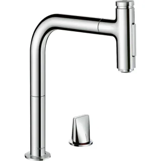 hansgrohe Metris Select 2-Loch-Küchenmischer 73819000 chrom, 2jet, Ausziehbrause