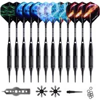 FOUORTUNATE-BEE Dartpfeil mit kunststoffspitze für elektronische dartscheibe, 12 Stück Soft Darts Pfeile Set,18 Gramm Profi Softdarts dartpfeil