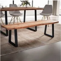 FINEBUY Essbank FB68388 Esszimmerbank Sitzbank Akazie Massivholz Baumkante (Akazie Massivholz 140x40x45,5 cm, Baumkante Modern), Esszimmerbank Baumstamm, Sitzbank Esszimmer Holz