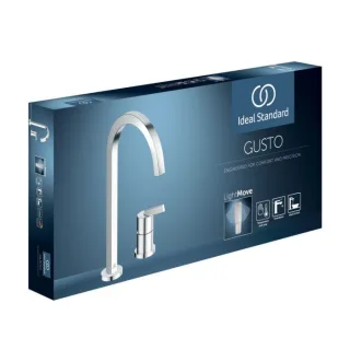 Ideal Standard Gusto Küchen-2-Loch-Armatur BD423AA chrom, mit hohem eckigen Rohrauslauf
