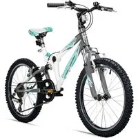bergsteiger Mountainbike Montreal 20, 24 Zoll Kinderfahrrad, 6 - 13 Jahre, Mädchen, Jungen, 6 Gang Shimano Tourney RD-TY21 Schaltwerk, Kettenschaltung, Scheibenbremse, V-Brake