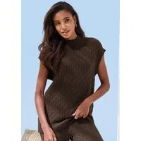 French Connection Pullunder mit Zopfmuster und kleinem Stehkragen, Loungewear