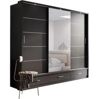 Compleo Kleiderschrank ARTI 01 mit 3 Schubladen, mit Spiegel, 3-türig Schwebetürenschrank