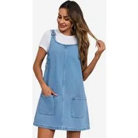 Imily Bela Jeanskleid Ärmellose Kleid mit Rundhals (Packung, 1-tlg., 1per-Pack) mit Eingrifftaschen